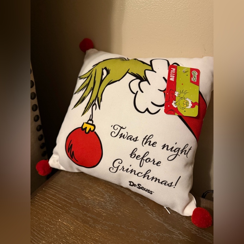 NWT Hobby Lobby Grinchmas Pom Pom Pillow